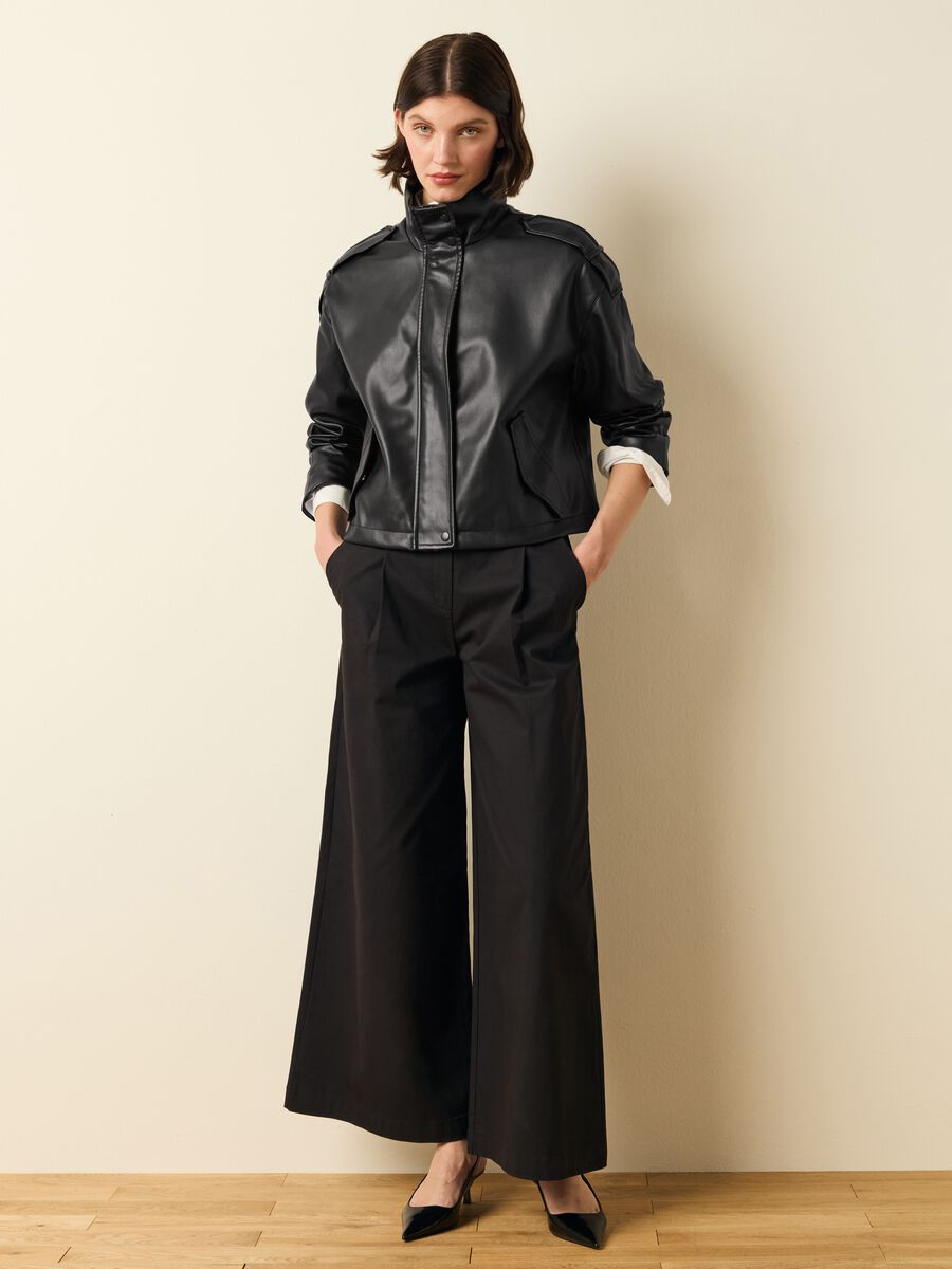 Biker bomber jacket with high neck_0