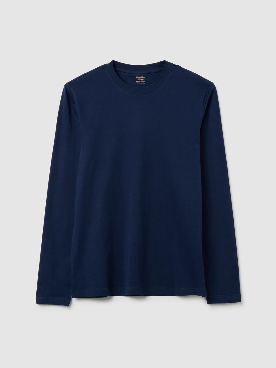 Maglia in puro cotone blu regular fit_4