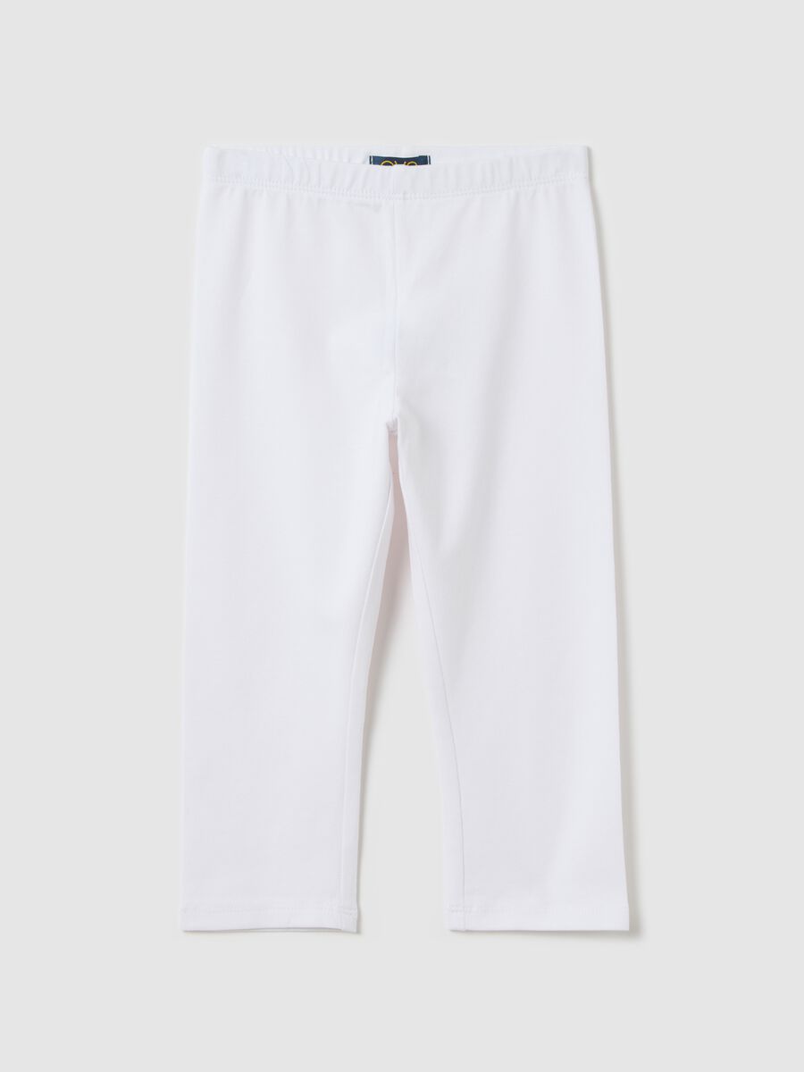 OVS Kids White Cotton Stretch Leggings_0