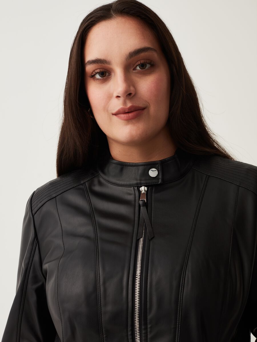 Giacca biker effetto lucido Curvy_1