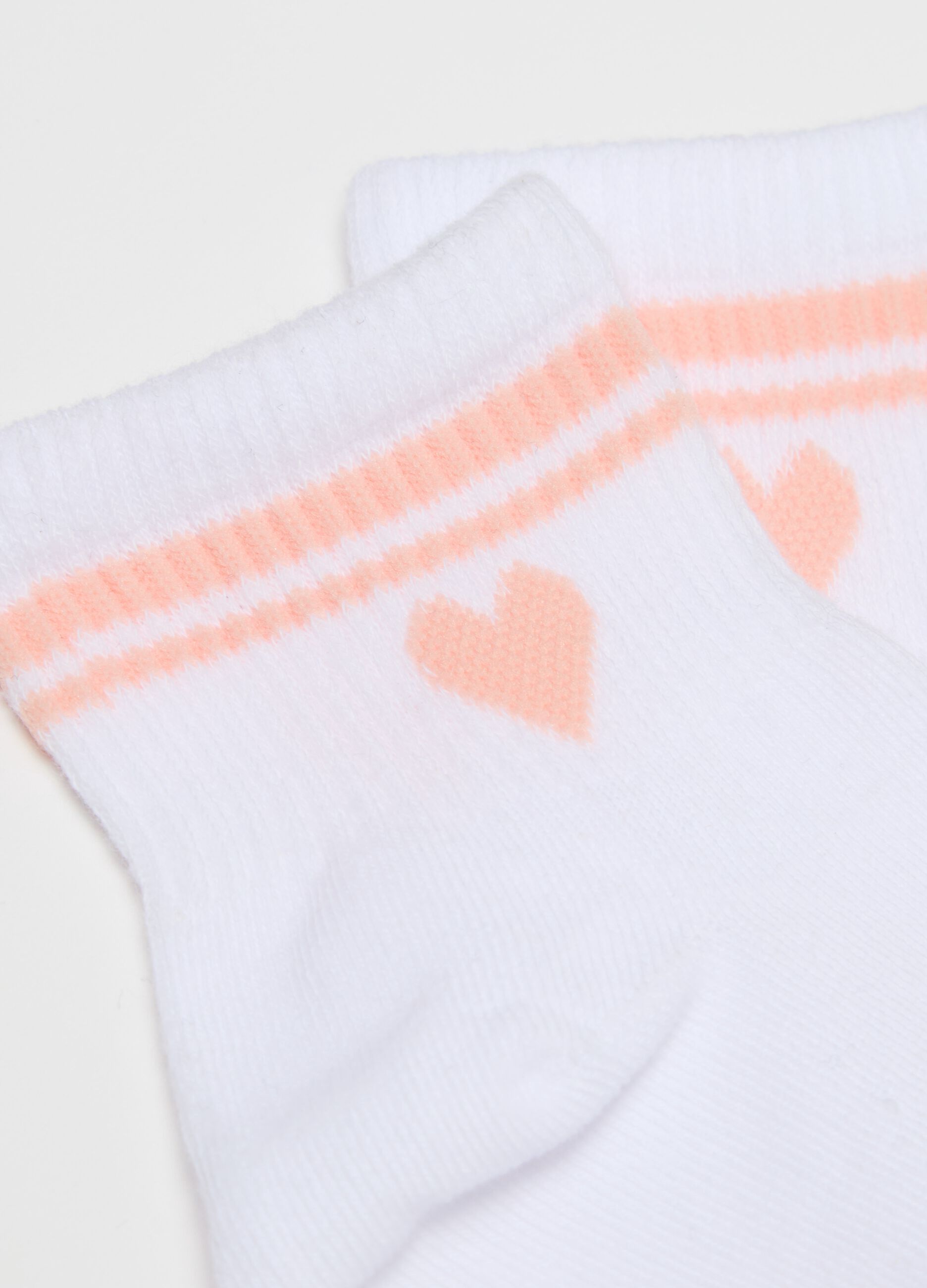 Three-pair pack short socks with heart design