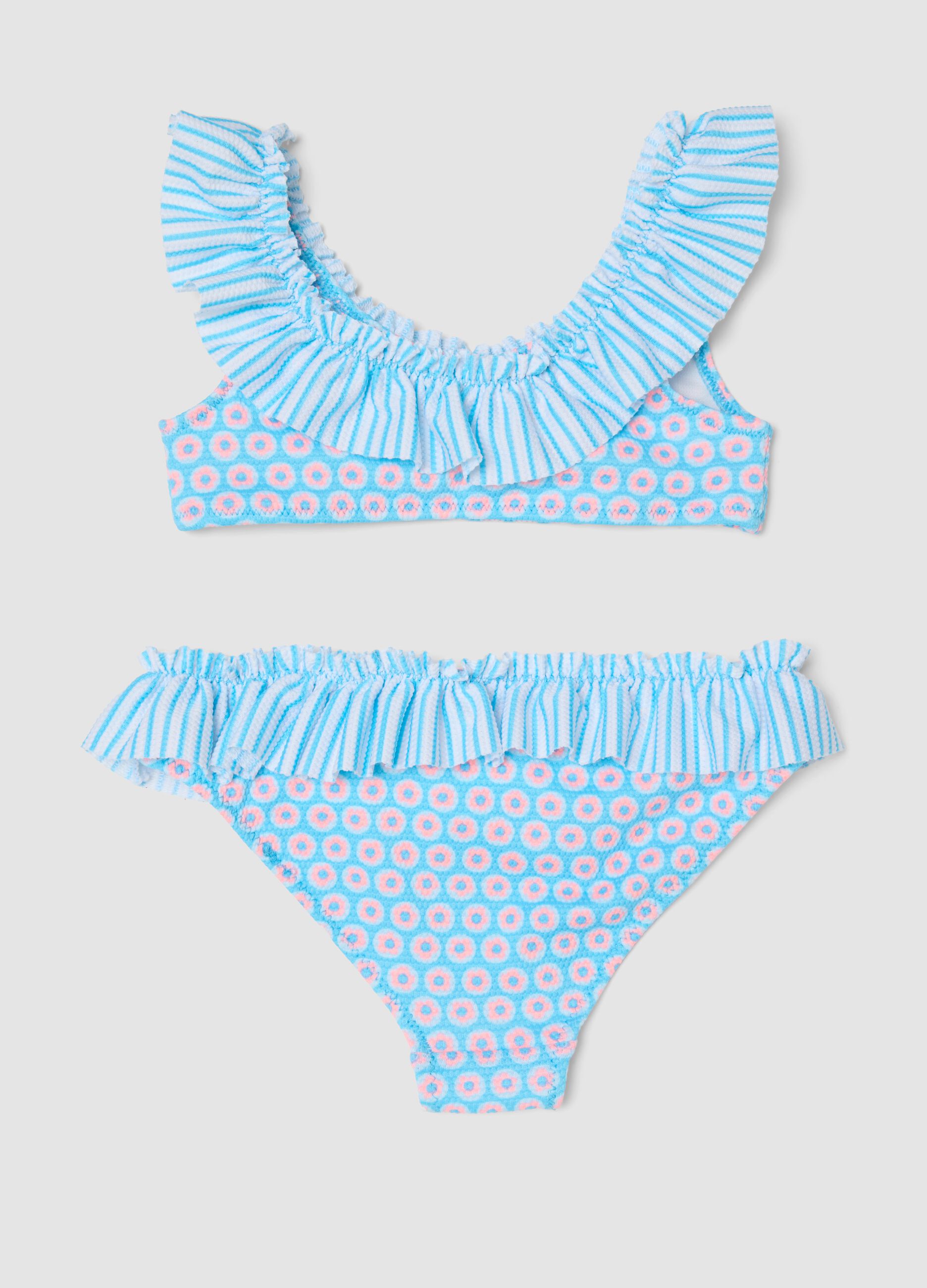 Blue ruffled bikini for girls