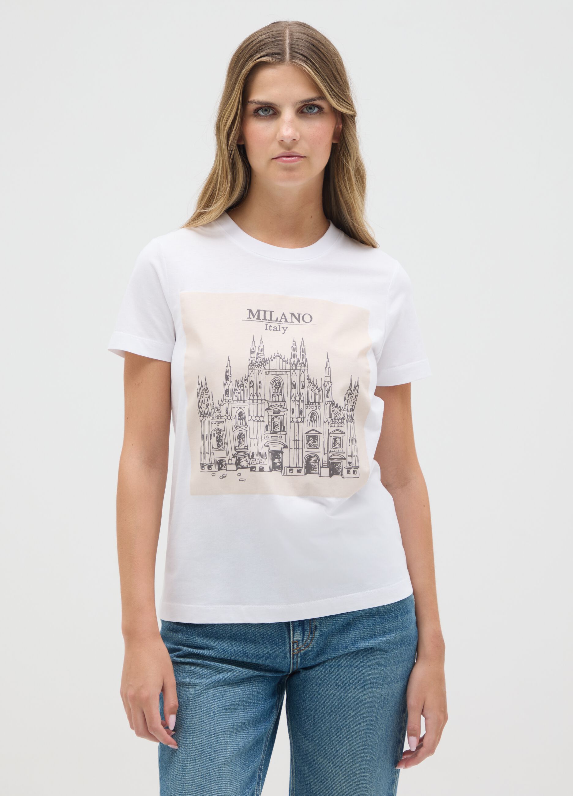 Women's pure cotton white T-shirt regular fit
