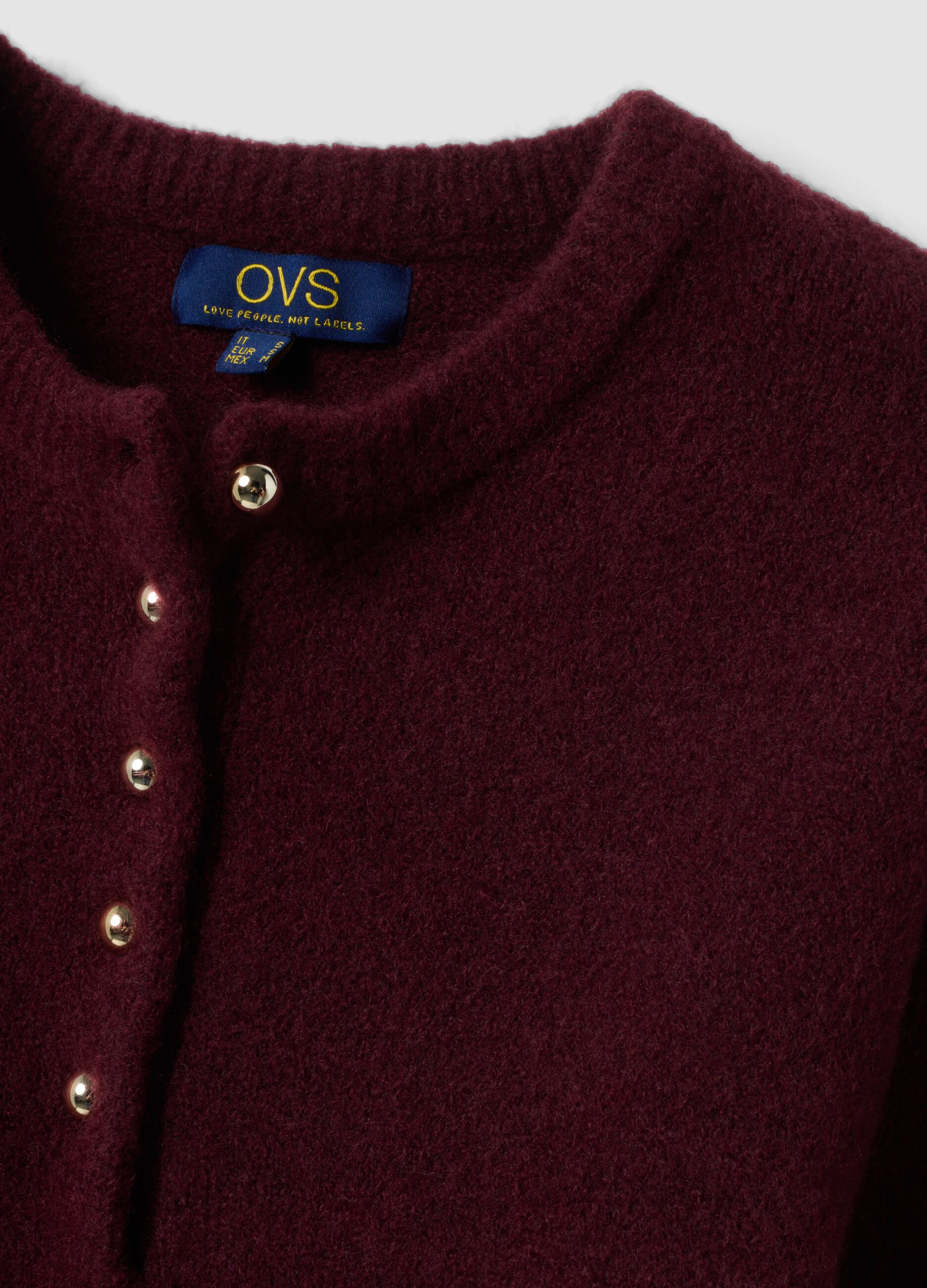 Red stretch wool crew-neck jumper, regular fit