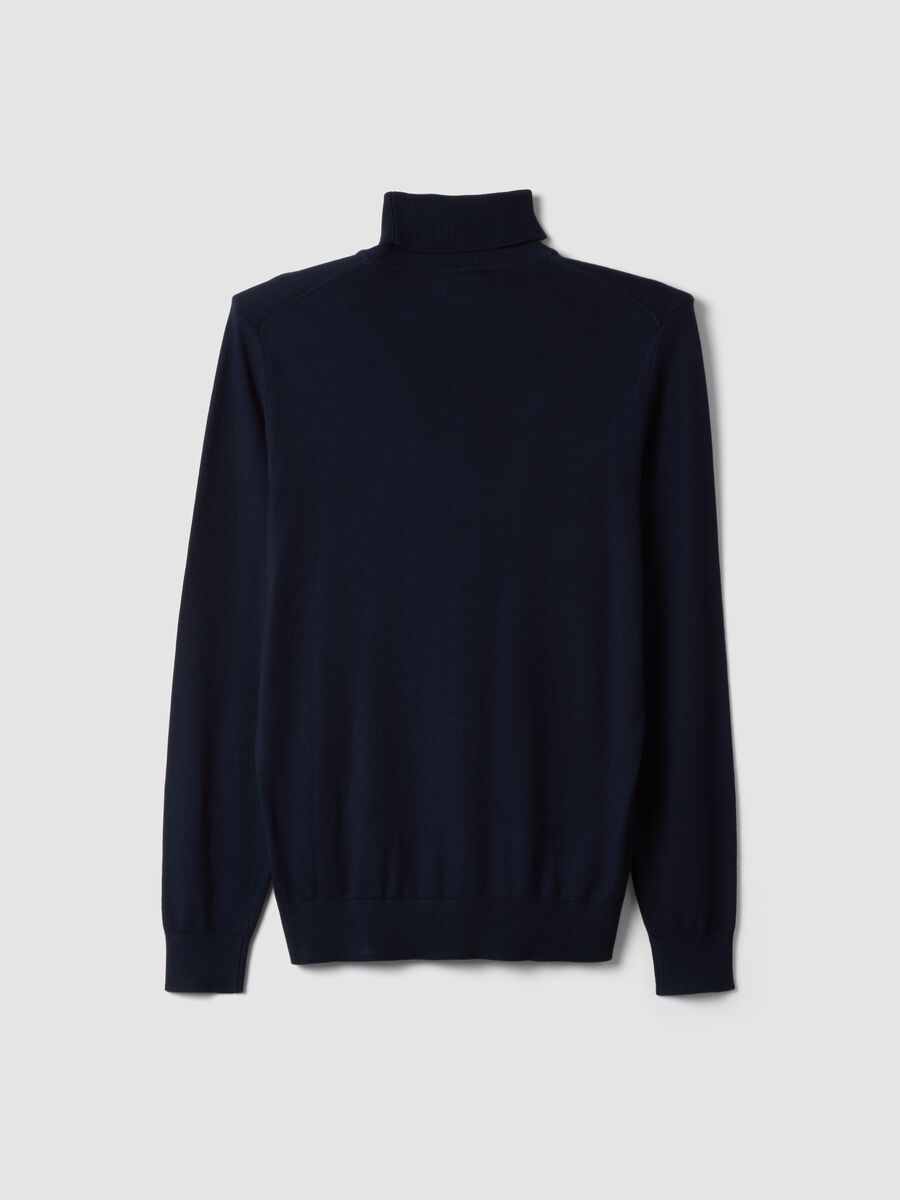 Maglia blu in misto viscosa a dolcevita_2