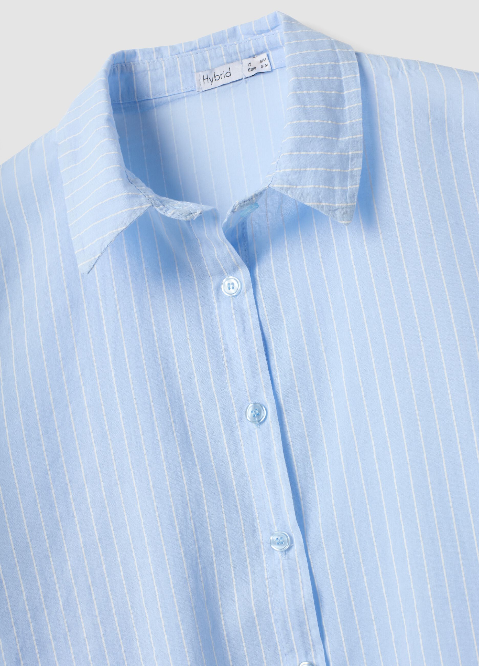 Blue striped pure cotton regular fit shirt