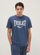 Blue regular fit pure cotton T-shirt with Everlast logo_0
