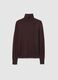Brown ribbed turtleneck sweater with regular fit_4