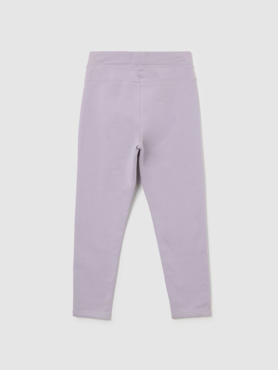 Pantaloni da bambina in misto cotone elasticizzato viola slim fit_1