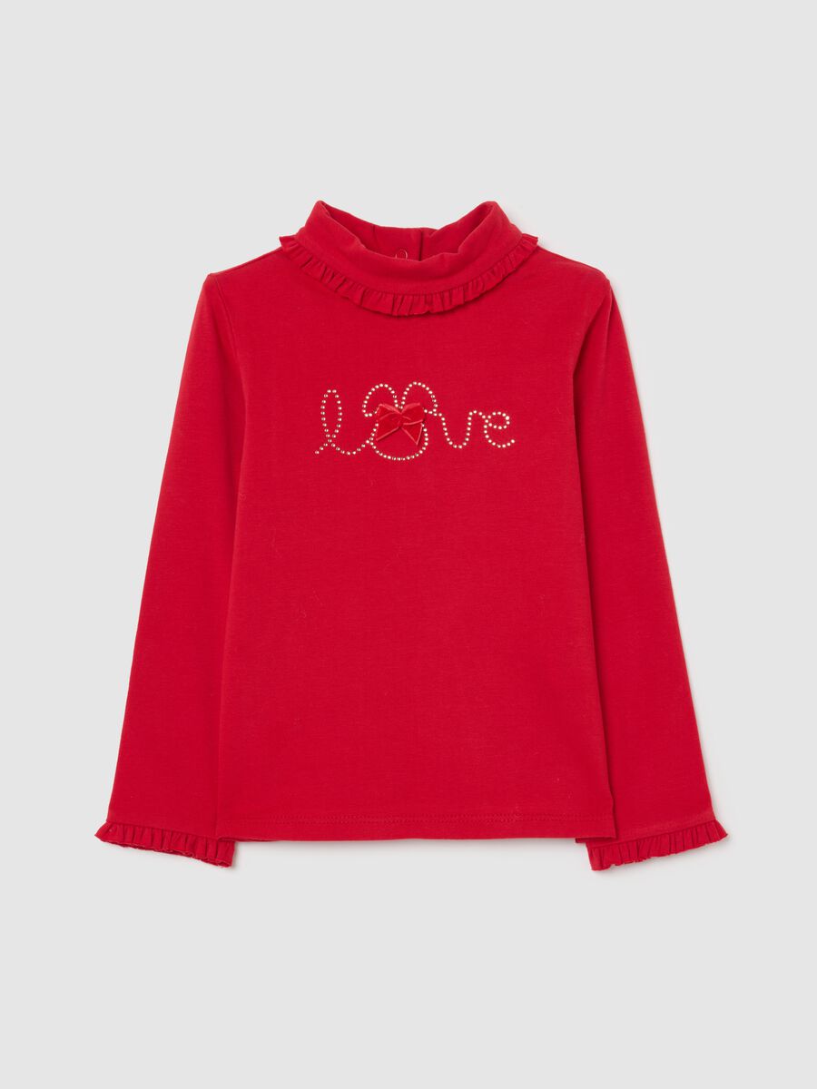 Red stretch cotton girl's top_0