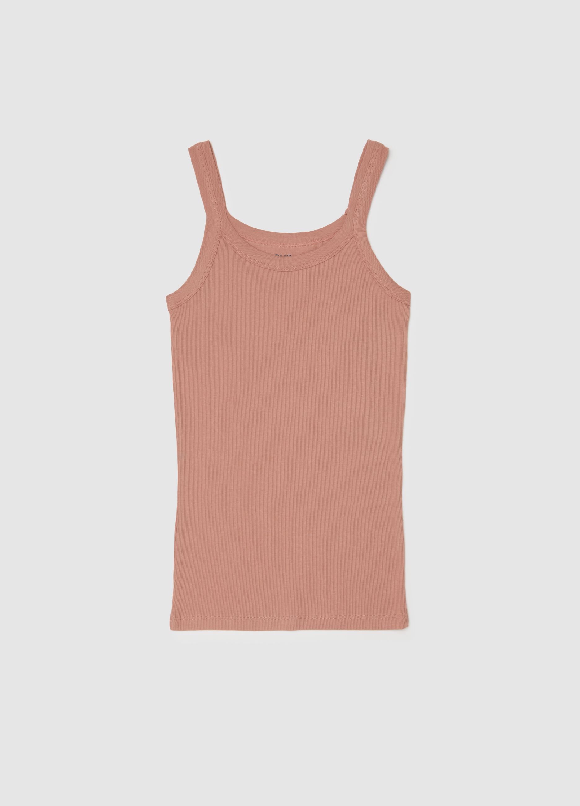 Pink pure cotton tank top regular fit