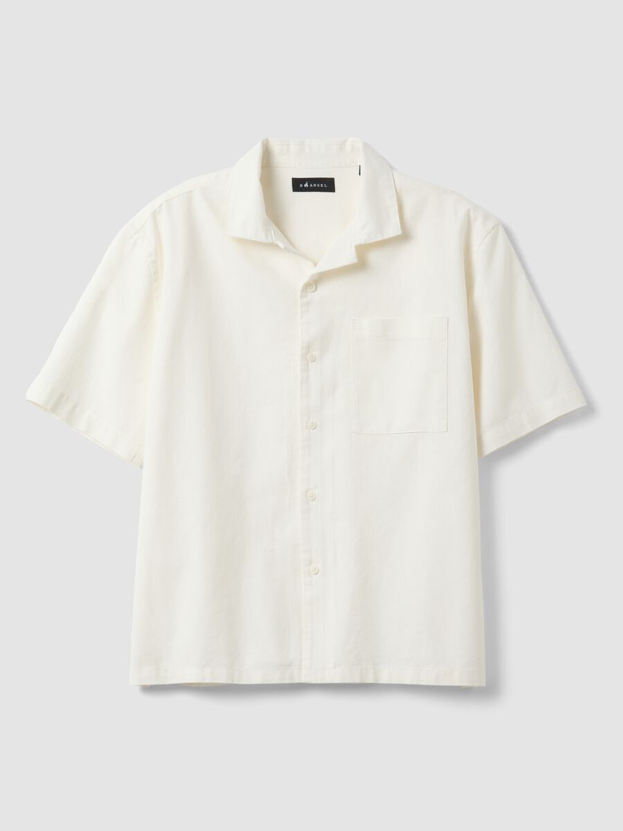 Camicia bianca in misto lino e cotone_0