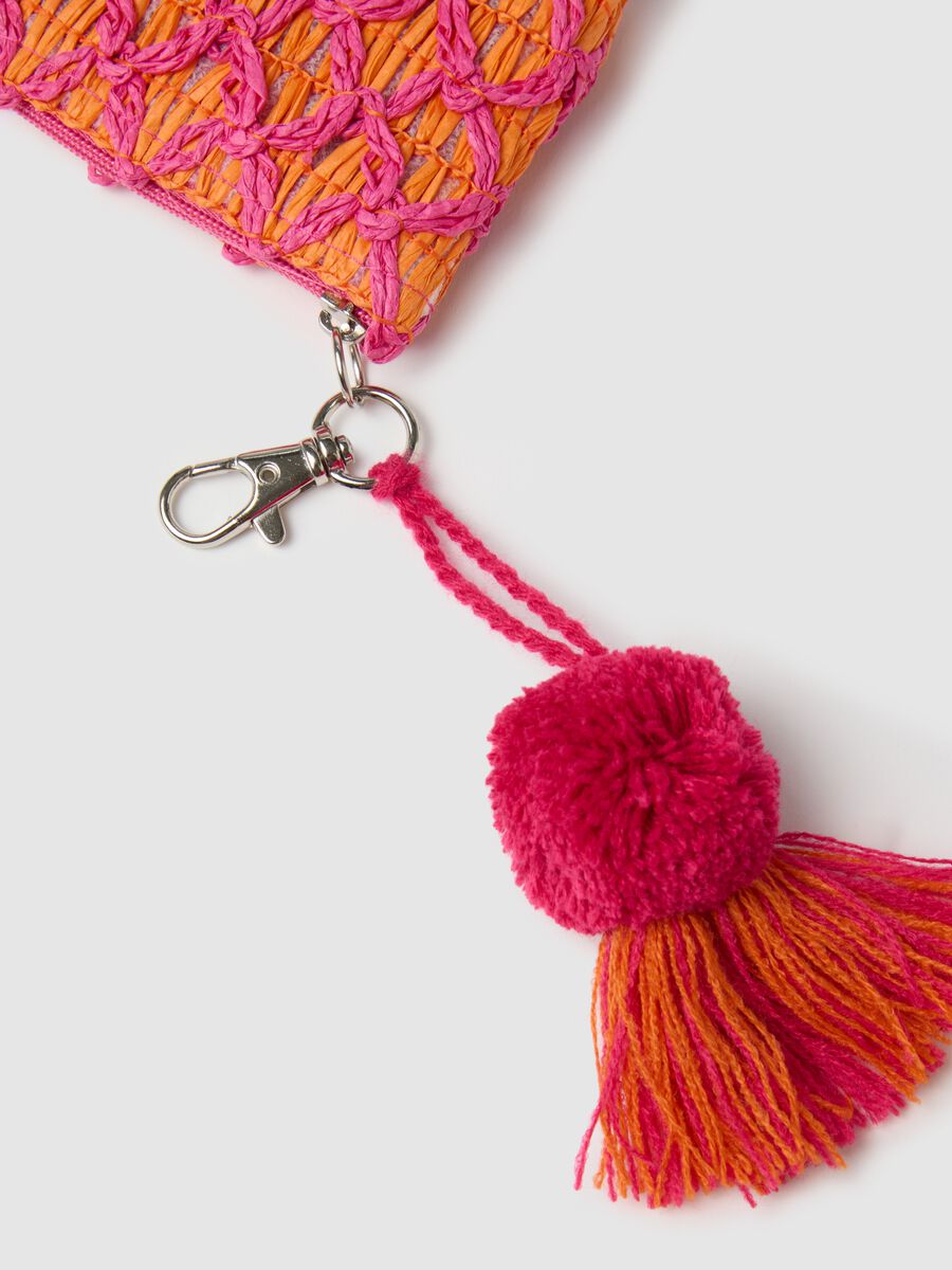 Mini pouch in raffia fucsia e arancione _2