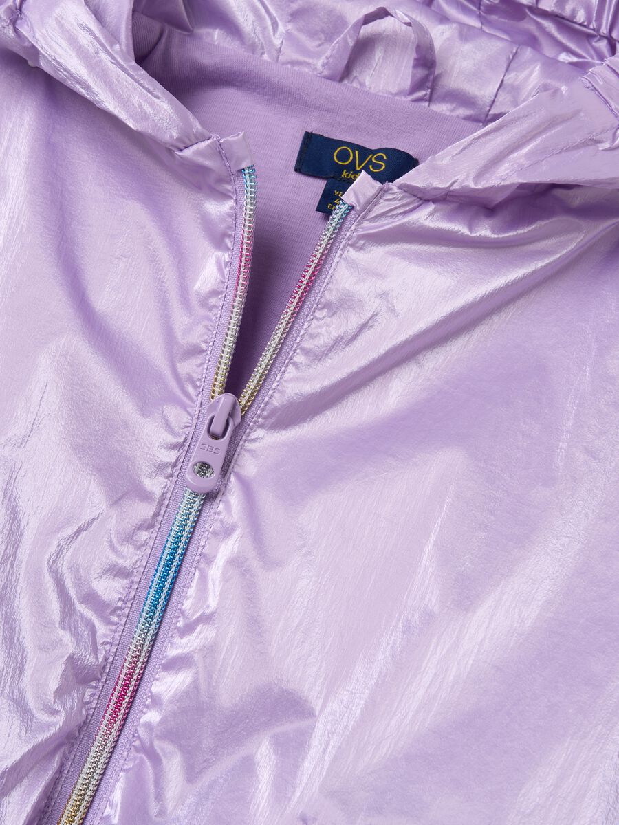 Shiny waterproof jacket with hood_3