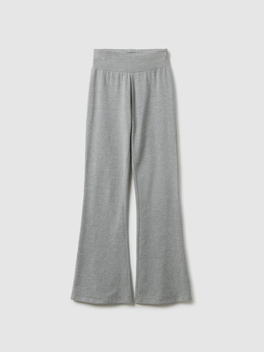 Grey flared stretch cotton leggings_4