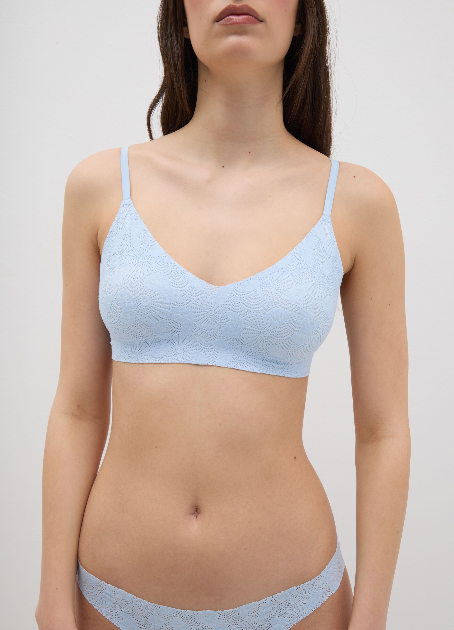 Reggiseno da donna in tessuto elasticizzato azzurro