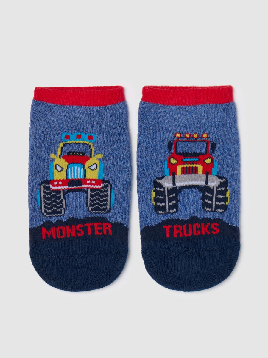Slipper socks with monster trucks design_0