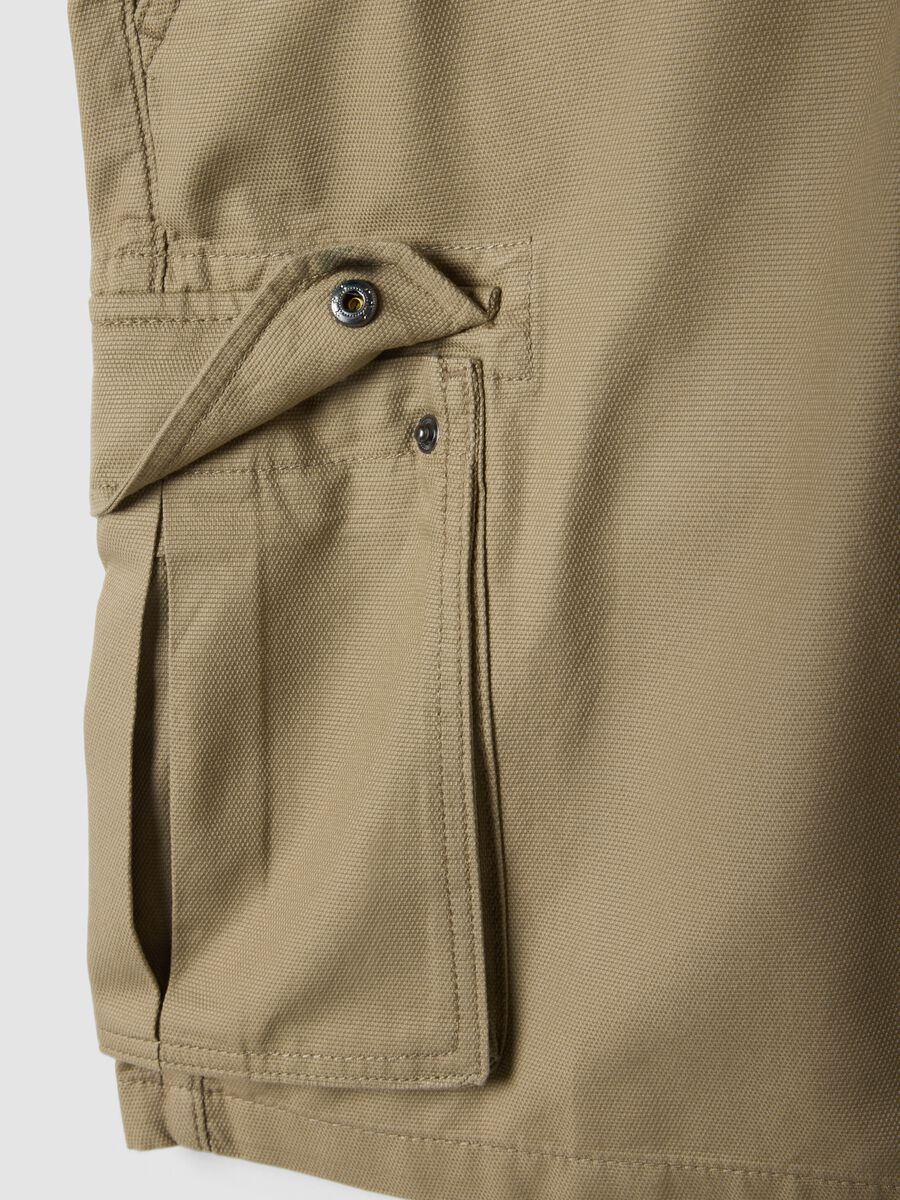 Shorts cargo beige in puro cotone regular fit_5