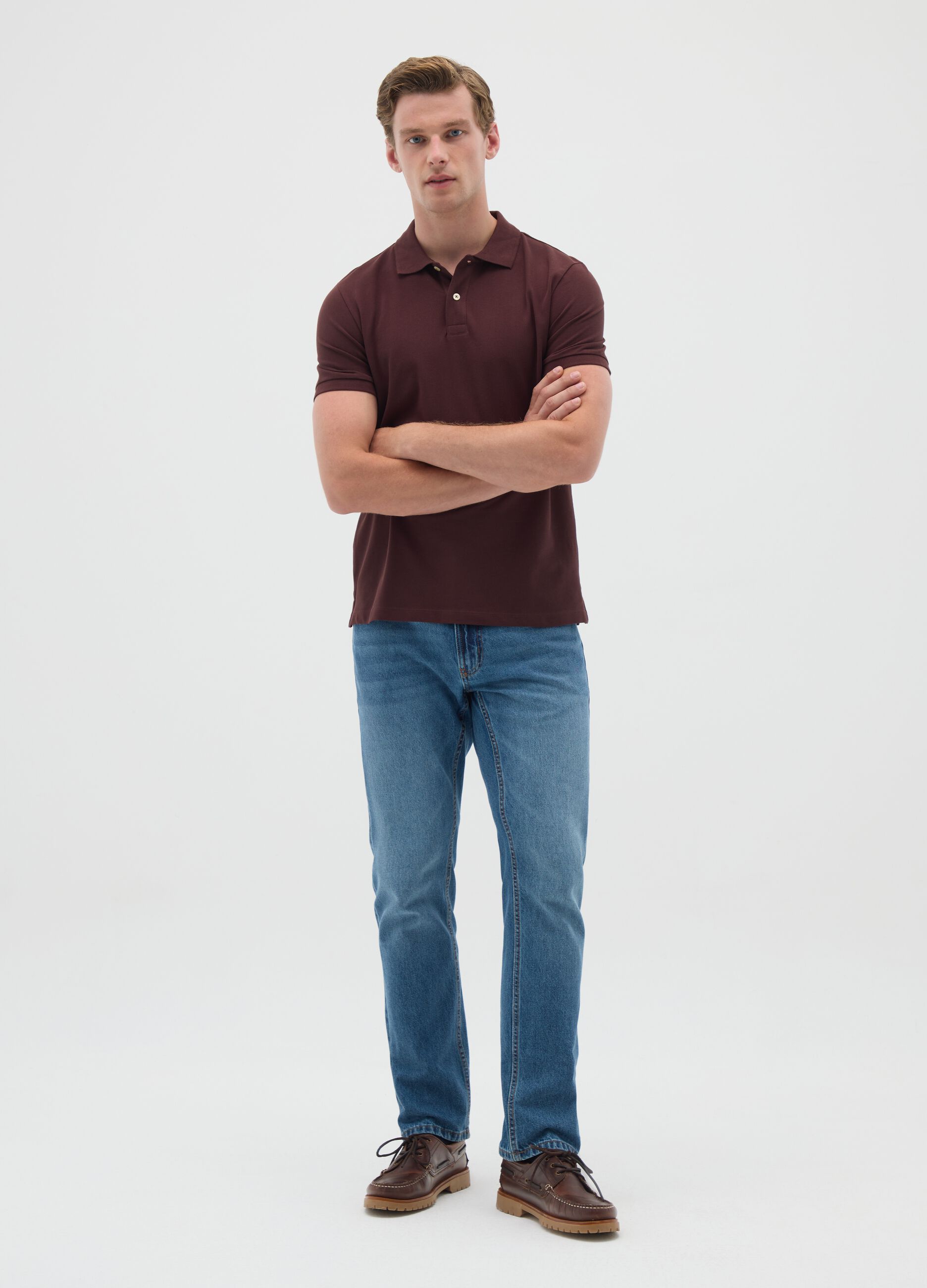 Men's Brown Pure Cotton Regular Fit Polo