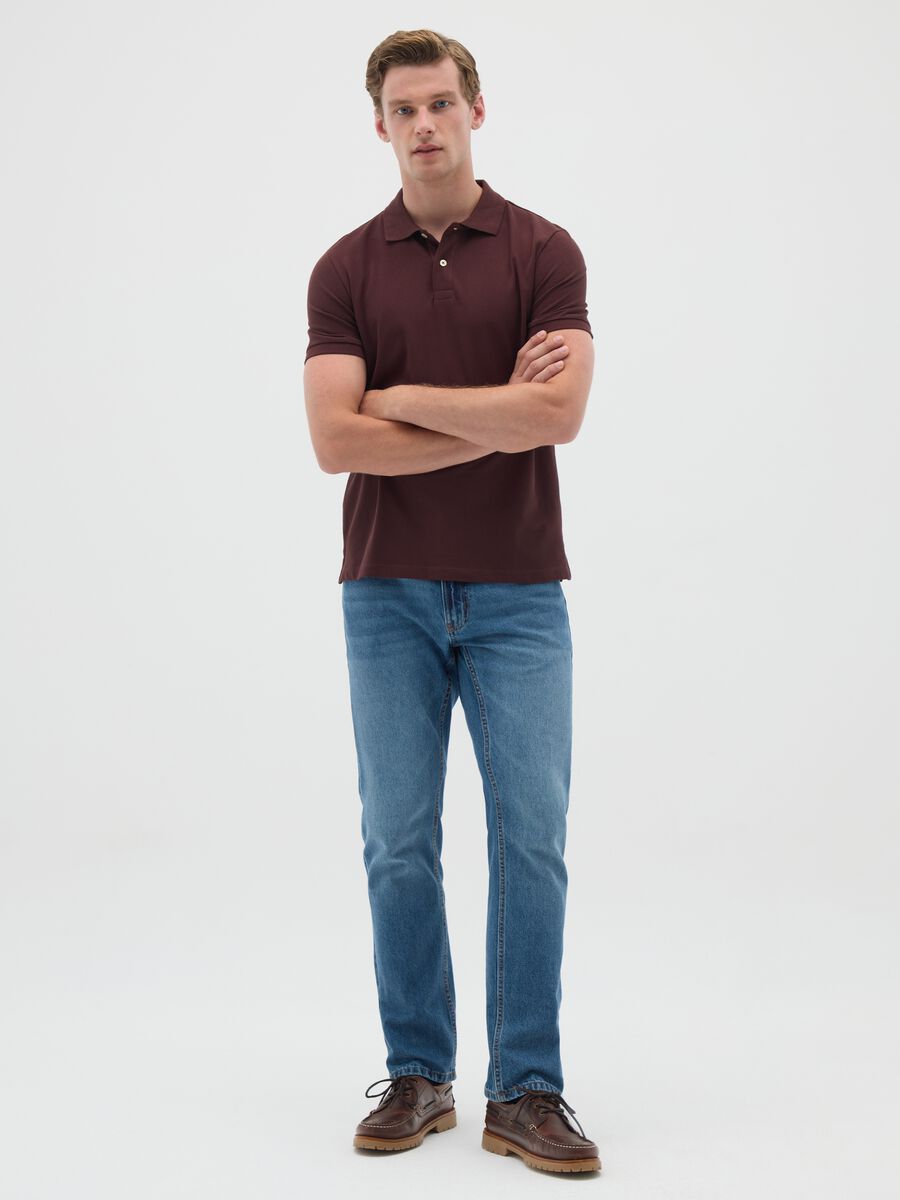 Polo da uomo in puro cotone marrone regular fit_2