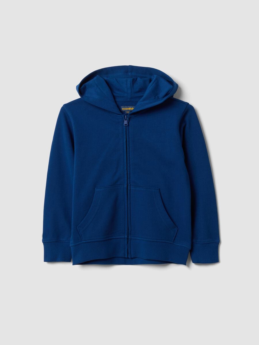 Felpa blu con cappuccio in puro cotone organico per bambino regular fit_0