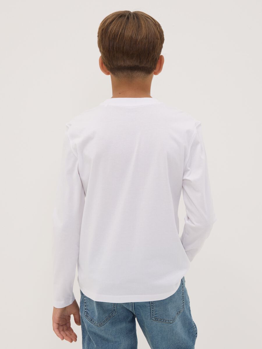 T-shirt bianca in puro cotone organico con stampa scheletro relaxed fit_2