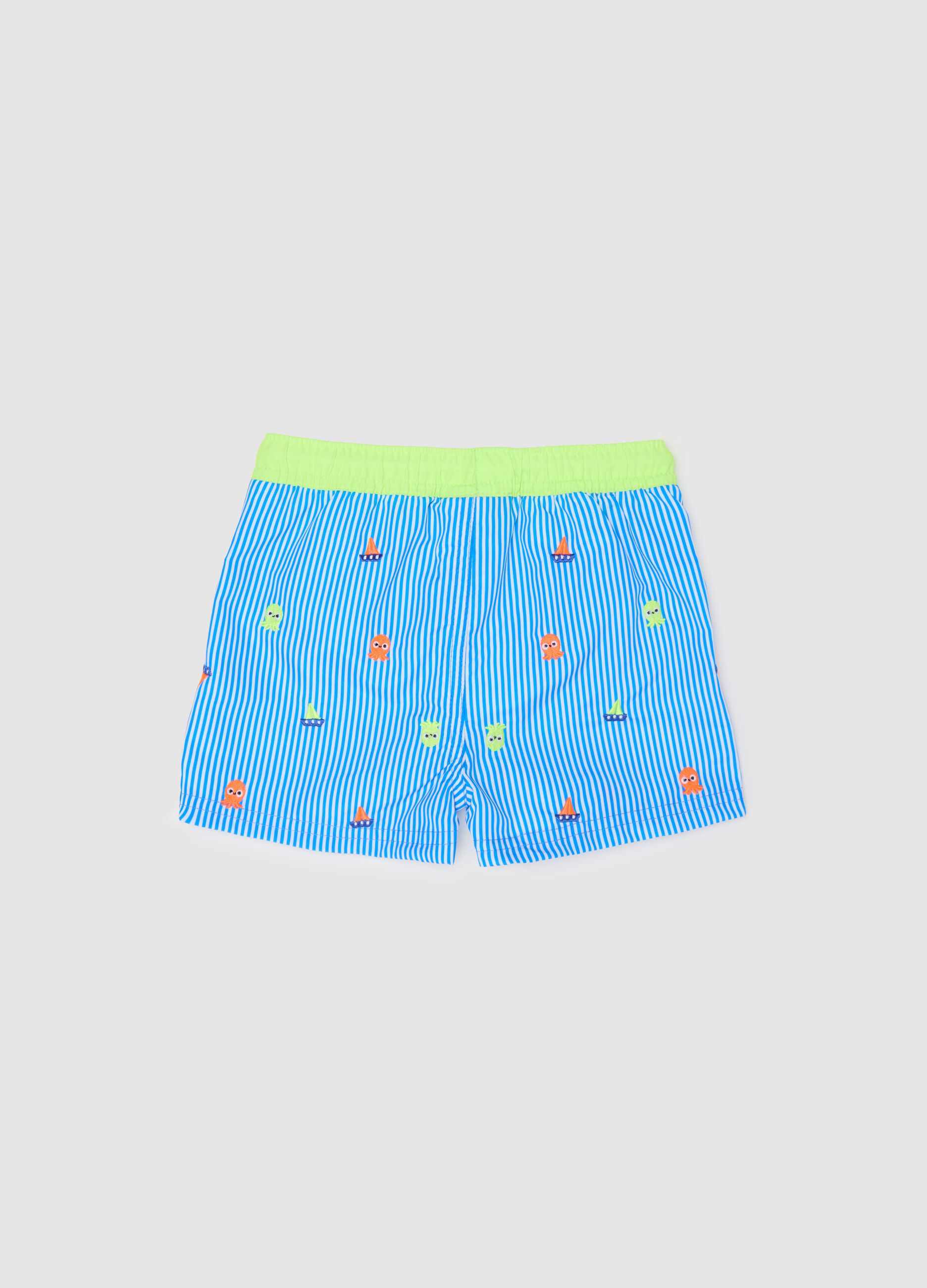 Boxer da neonato in misto multicolor a righe