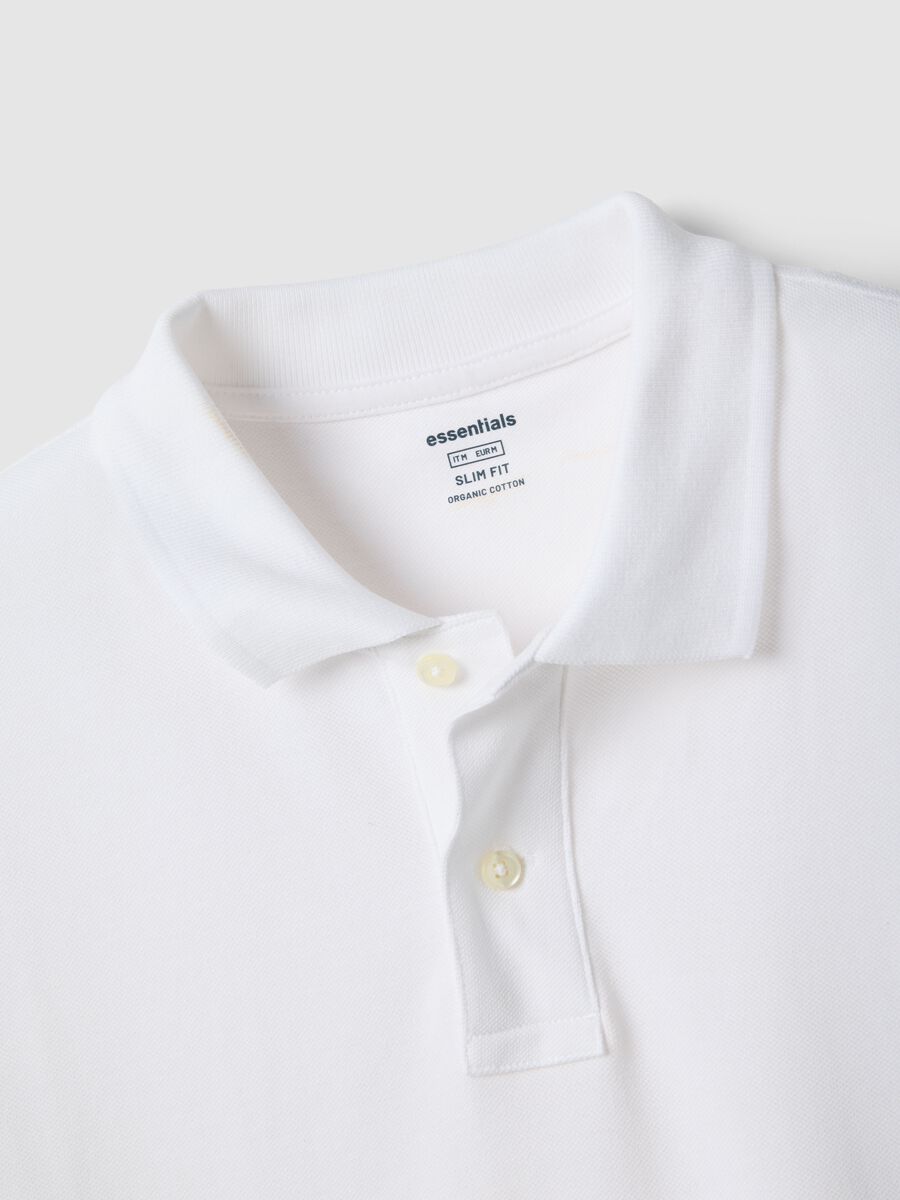 Polo in puro cotone bianca slim fit_5