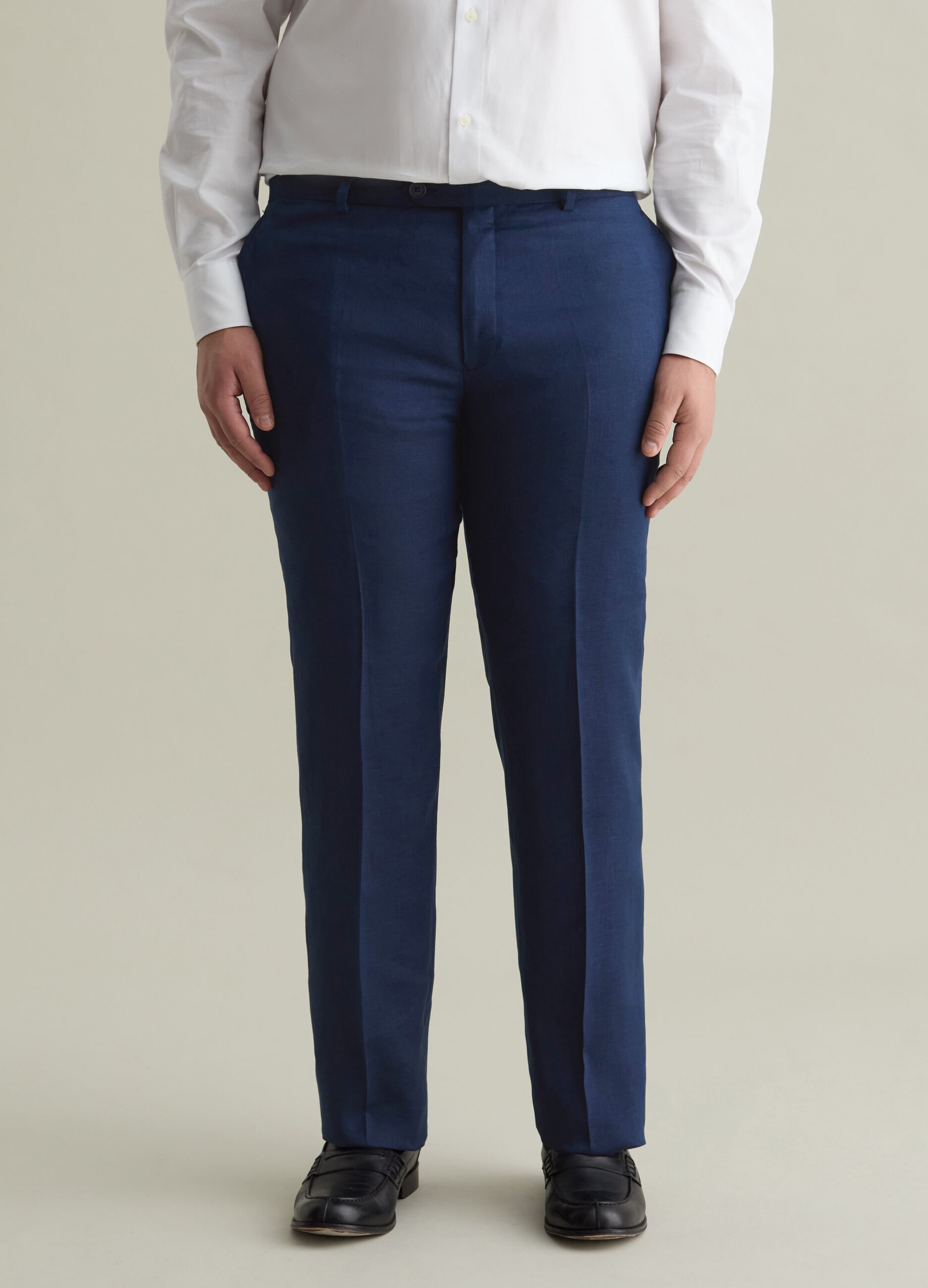 Pantaloni da uomo in lino blu regular fit