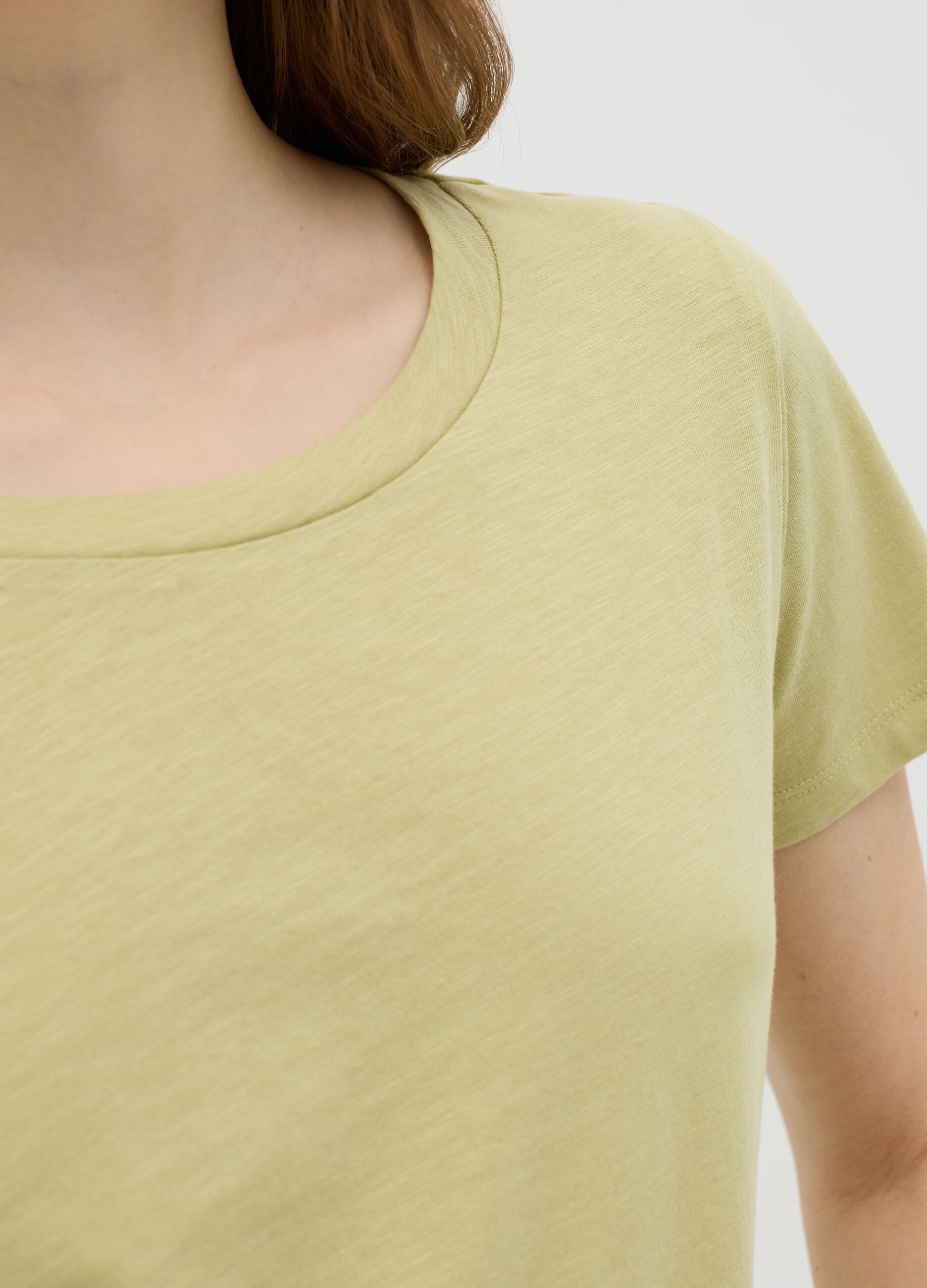 T-shirt da donna in puro cotone verde regular fit