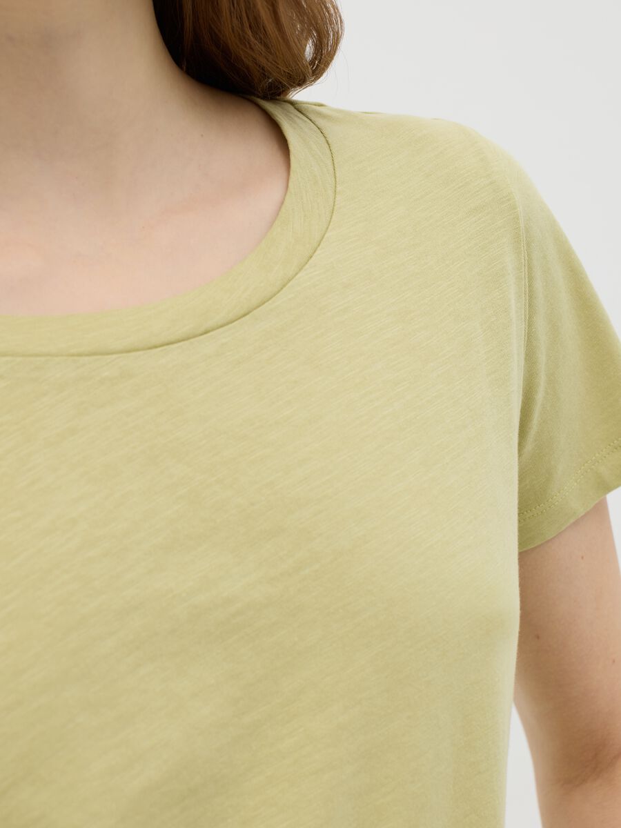 Light yellow crew neck T-shirt in pure cotton Ovs_2