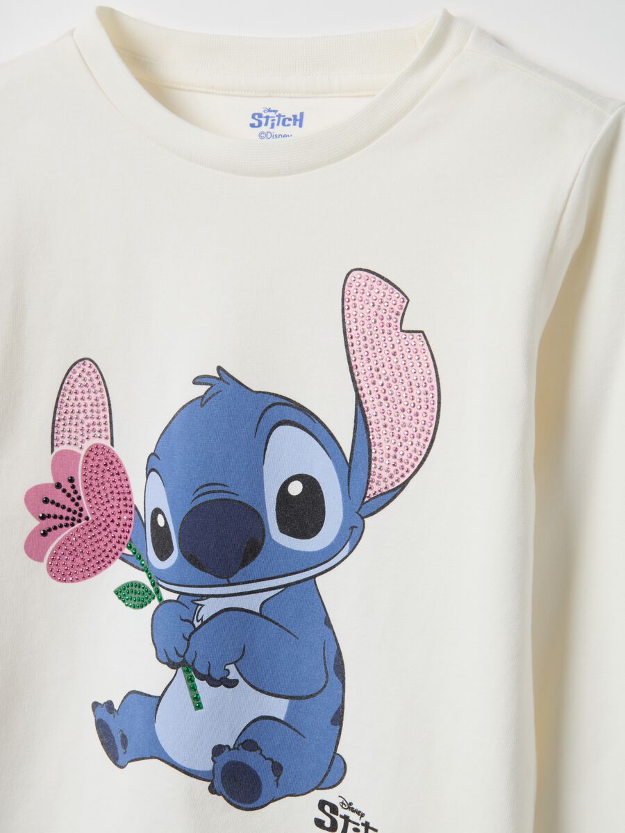 White long-sleeve regular fit cotton blend girl's T-shirt_2