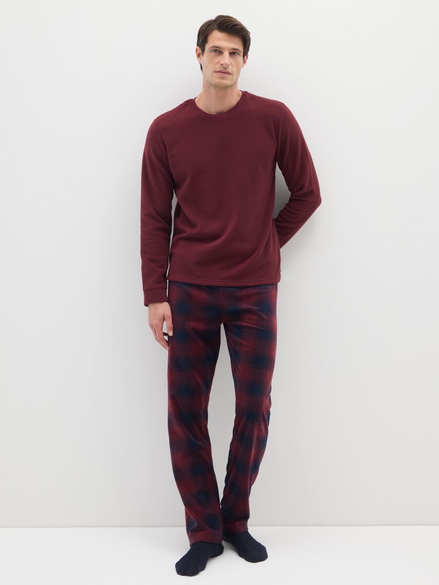 Red plaid fleece regular fit pyjama_0