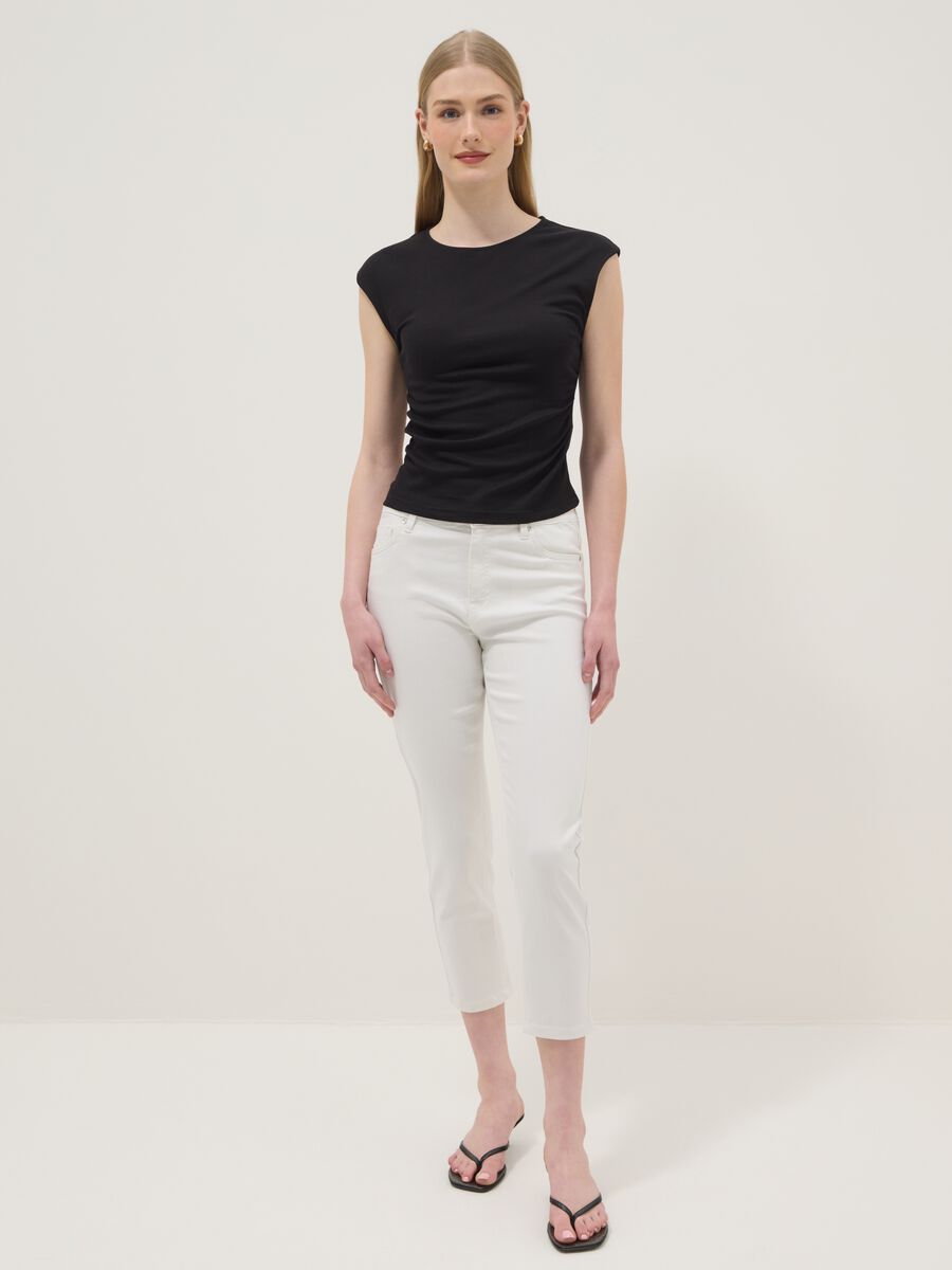 Skinny jeans in white stretch cotton blend_0