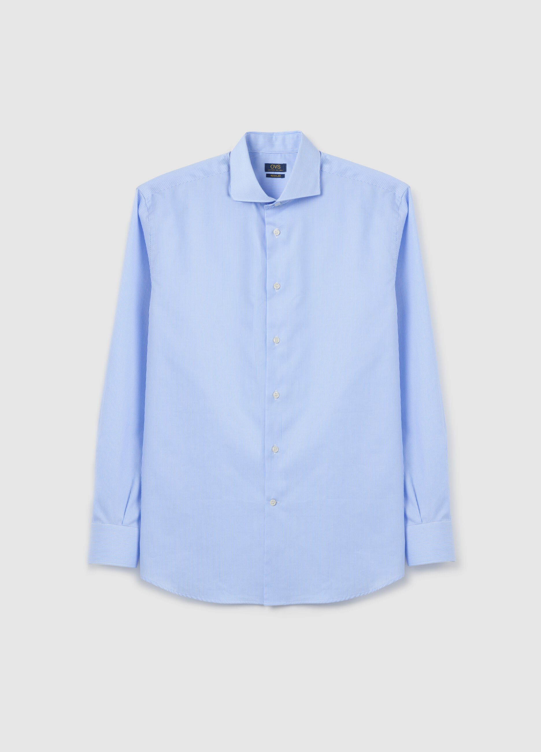 Men's pure cotton easy iron blue shirt