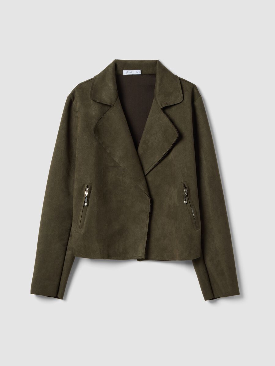 Giacca in puro cotone verde regular fit in stile biker_4