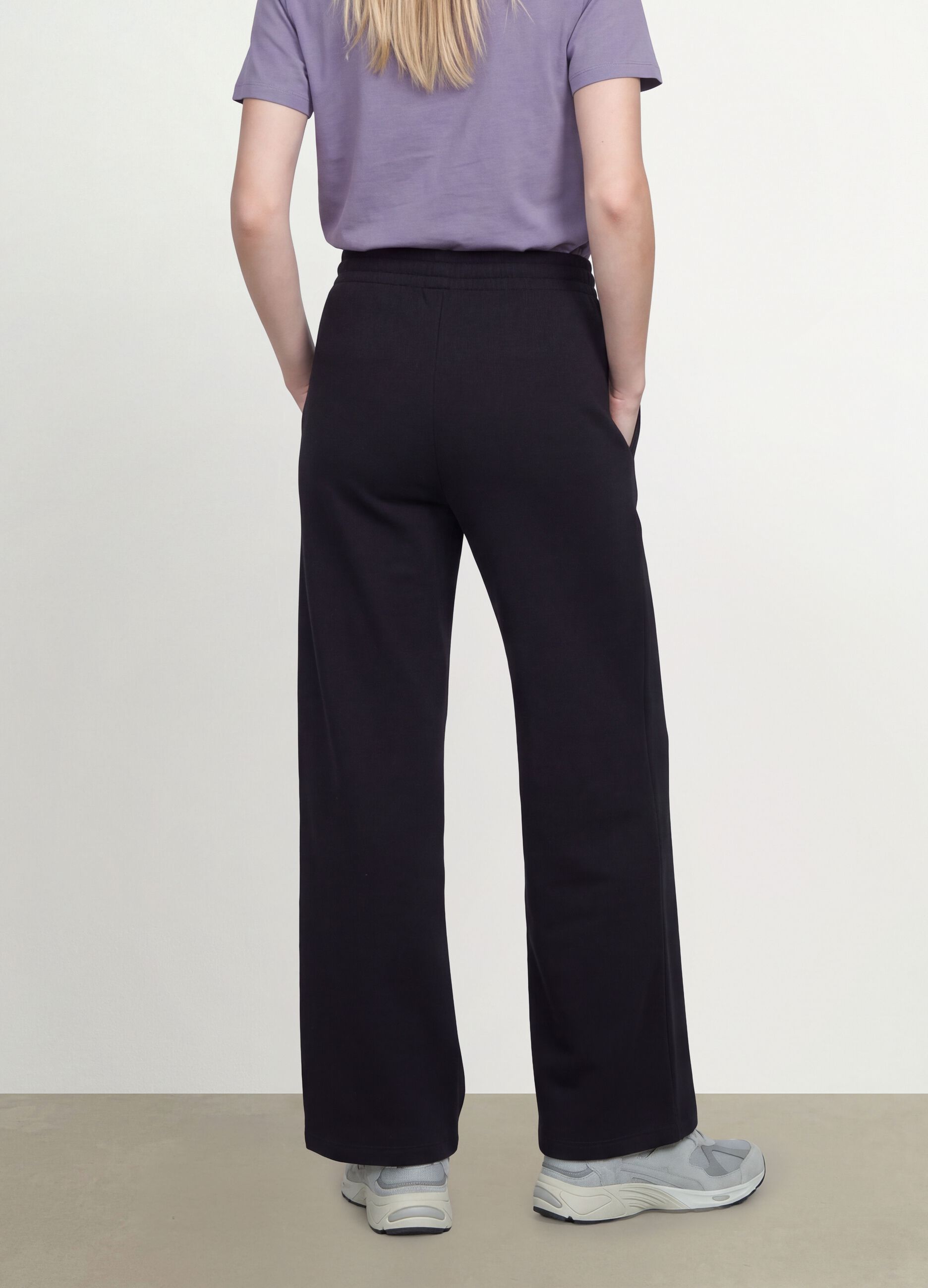 Pantaloni jogger neri in misto cotone straight fit