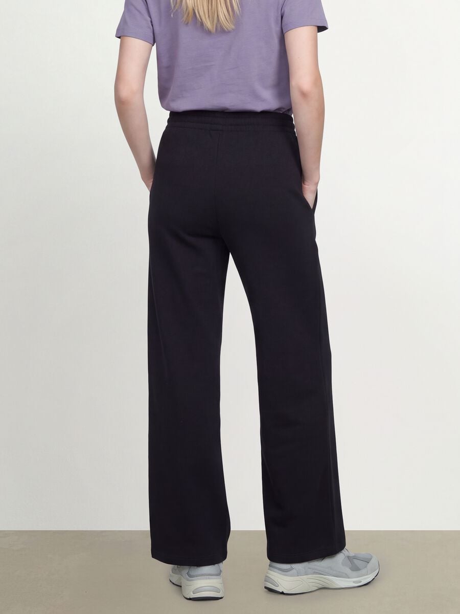 Pantaloni jogger neri in misto cotone straight fit_2
