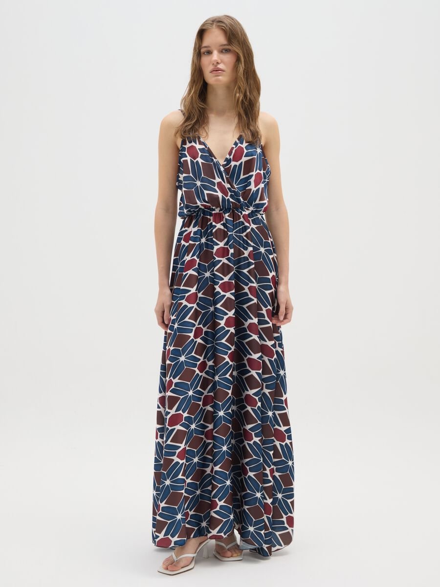 Abito in tessuto elasticizzato multicolor regular fit_0