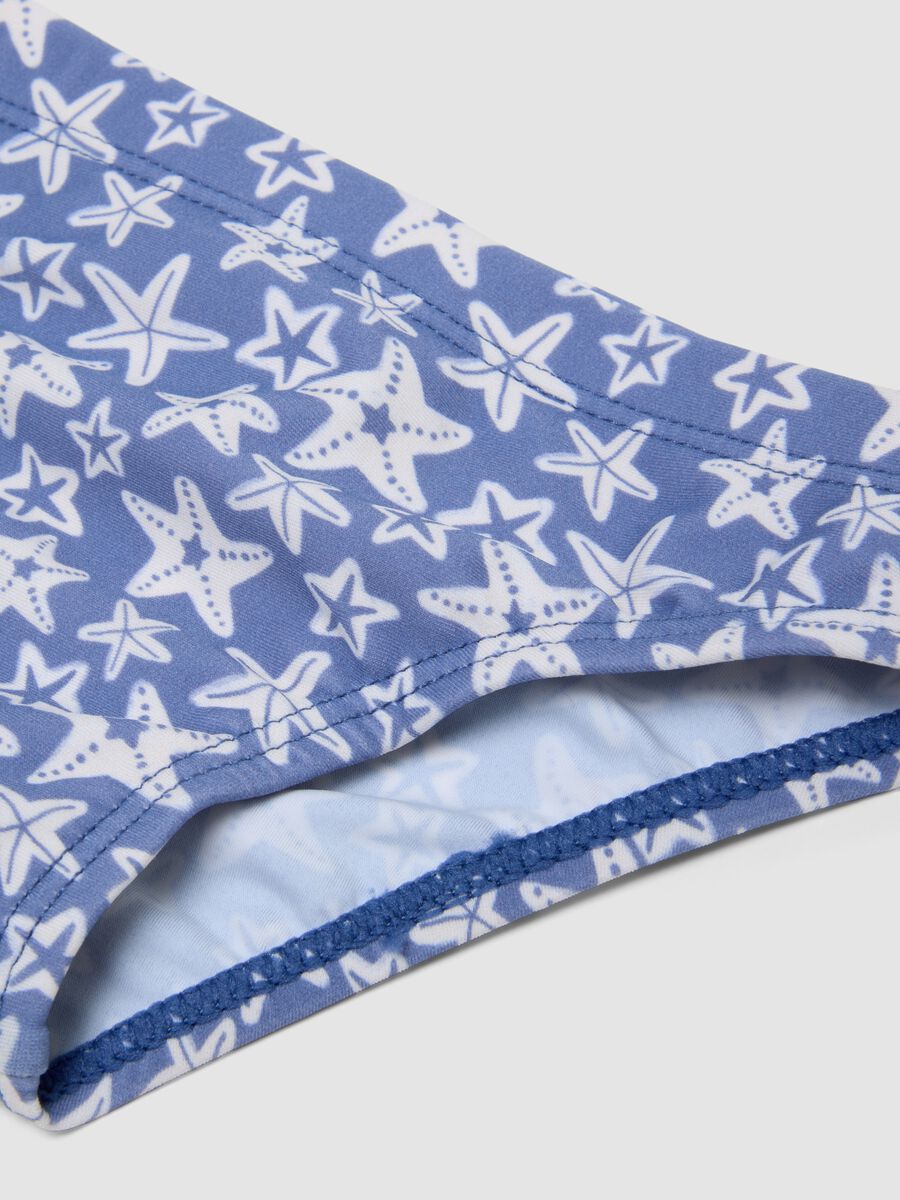 Blue stretch swim briefs with starfish print_3