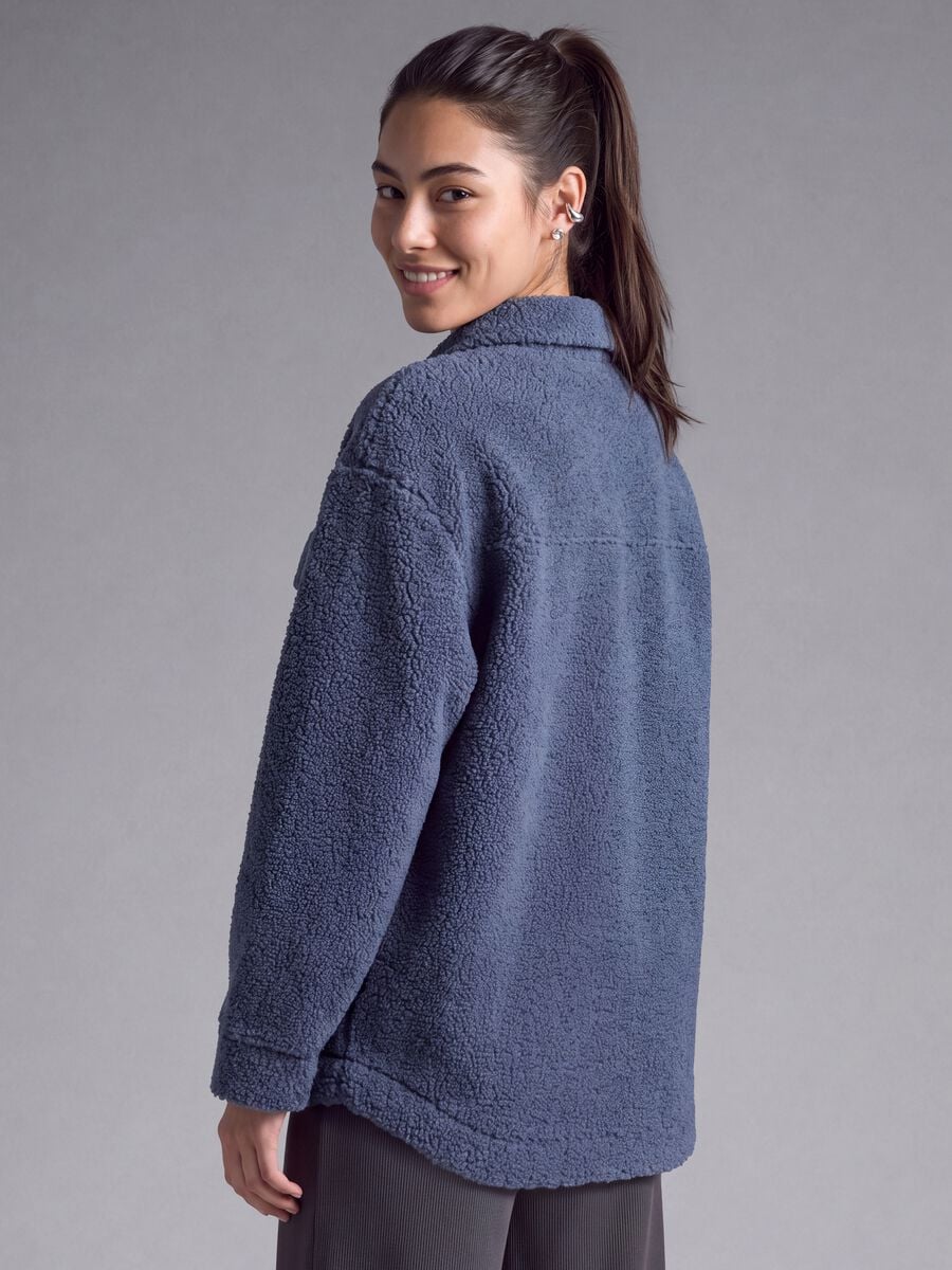 Shacket blu in sherpa con bottoni relaxed fit ALTAVIA STUDIO_2
