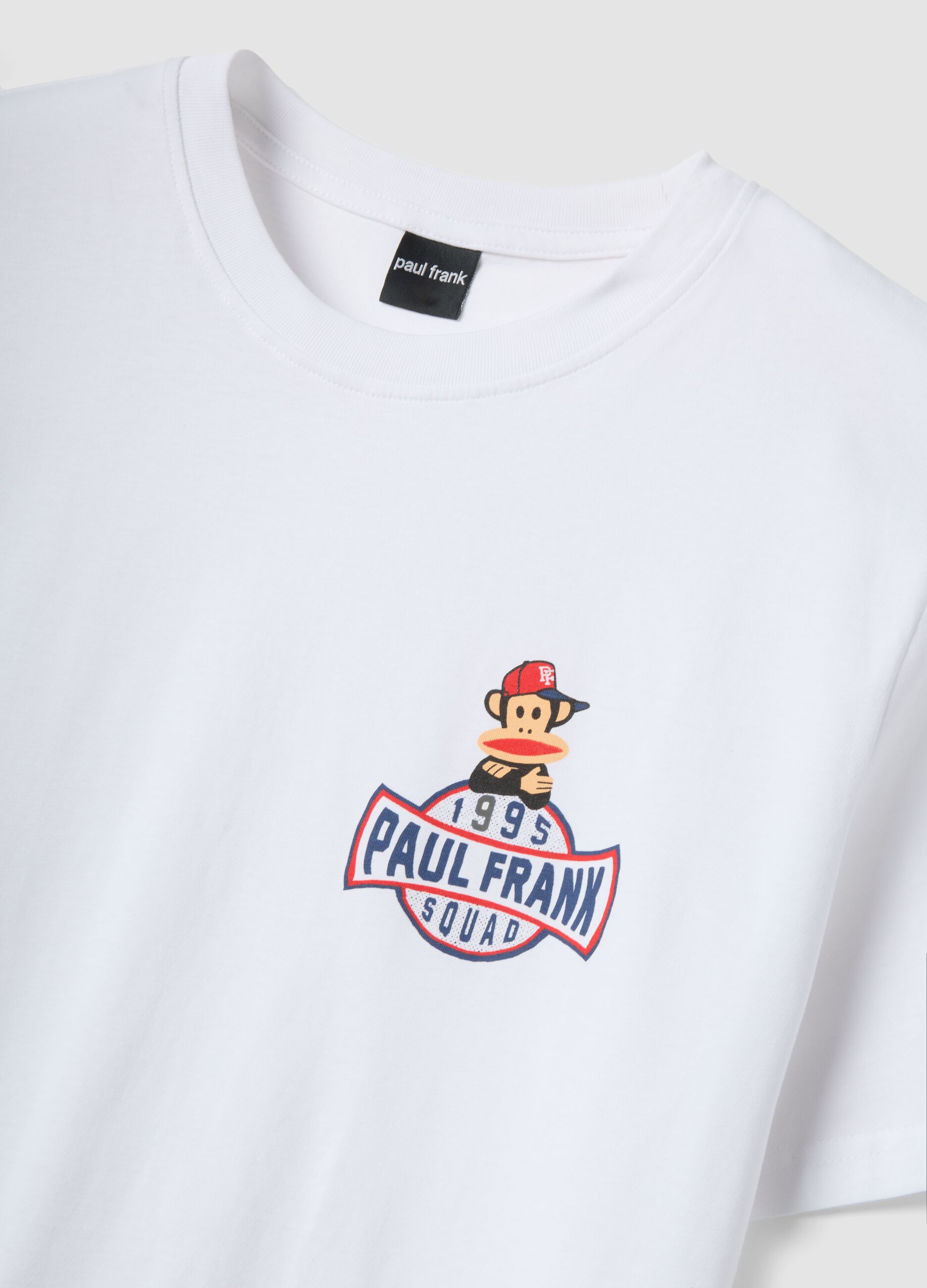 White pure cotton Paul Frank print T-shirt, regular fit