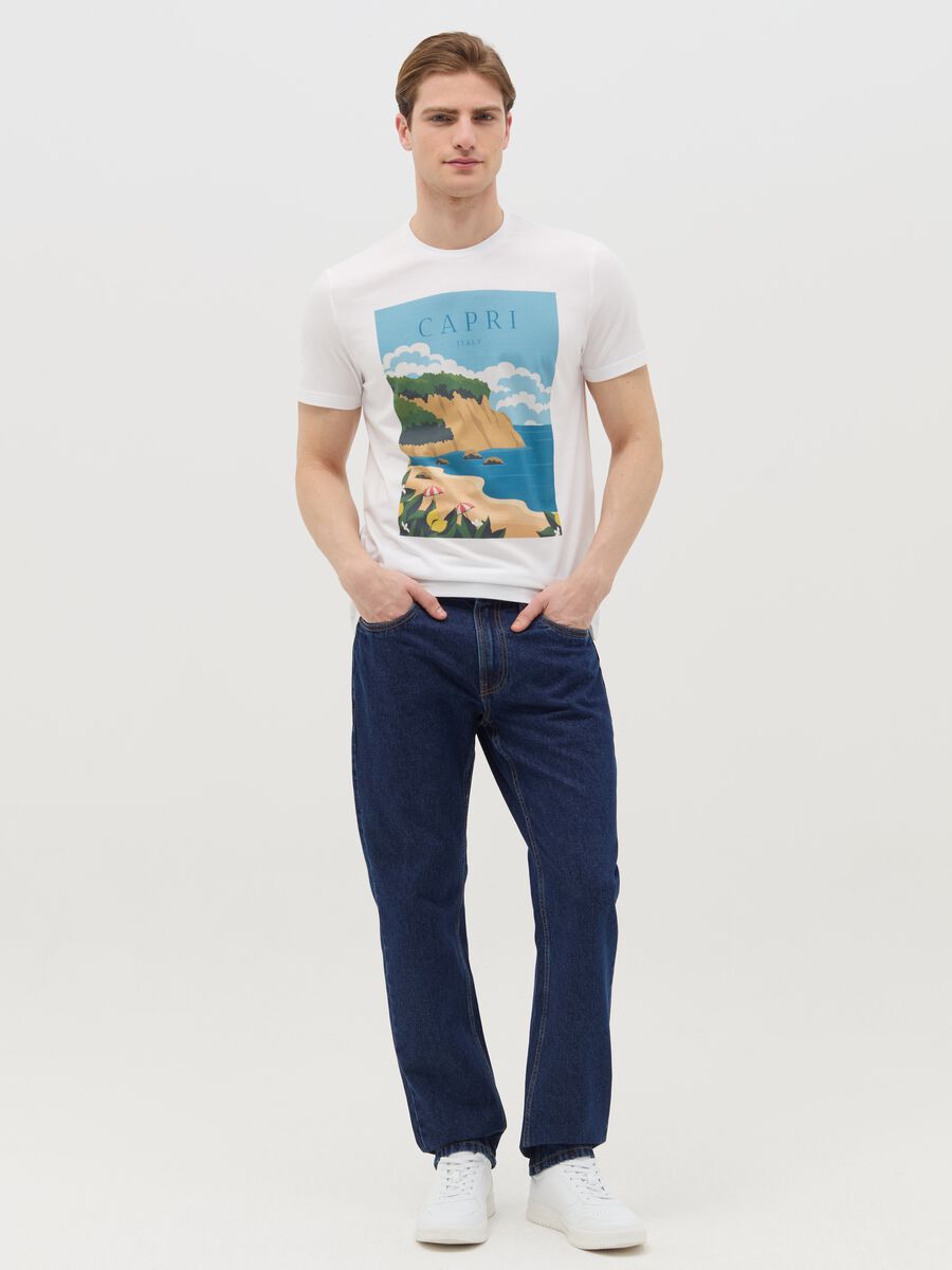 Cotton T-shirt with "Capri Italy" print_1
