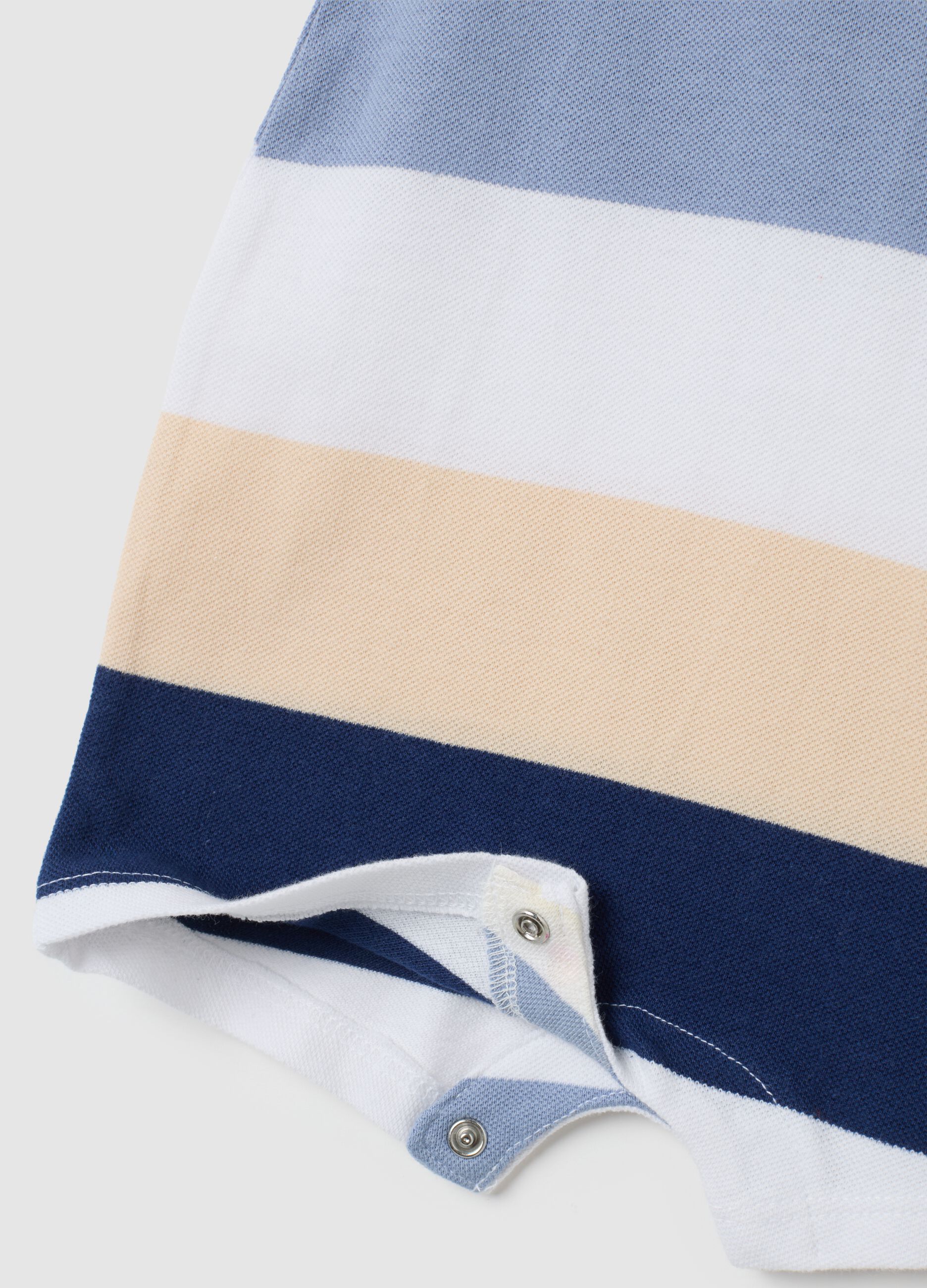 Baby Romper in Pure Multicolour Cotton with Point Collar