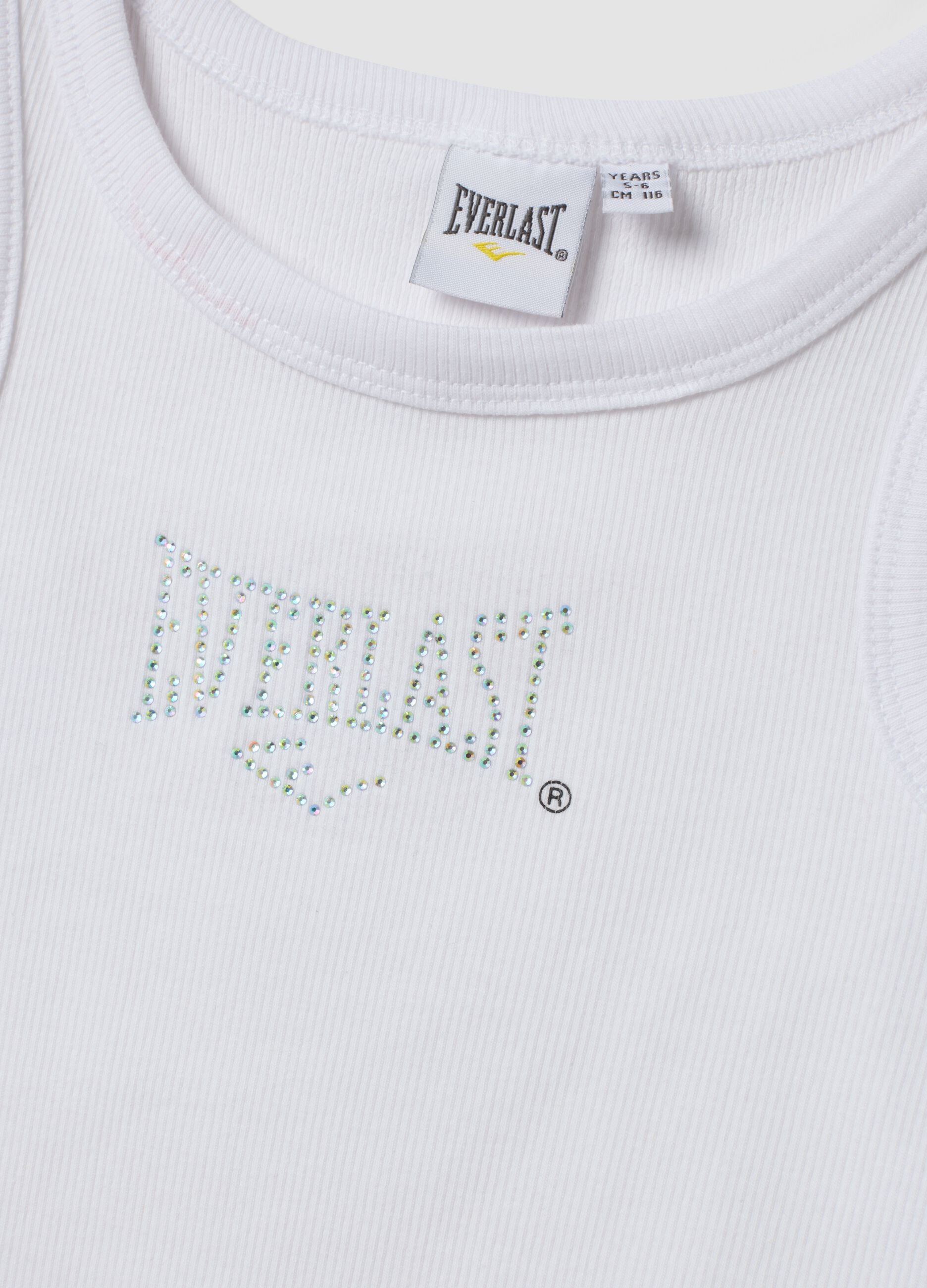 White ribbed stretch cotton tank top