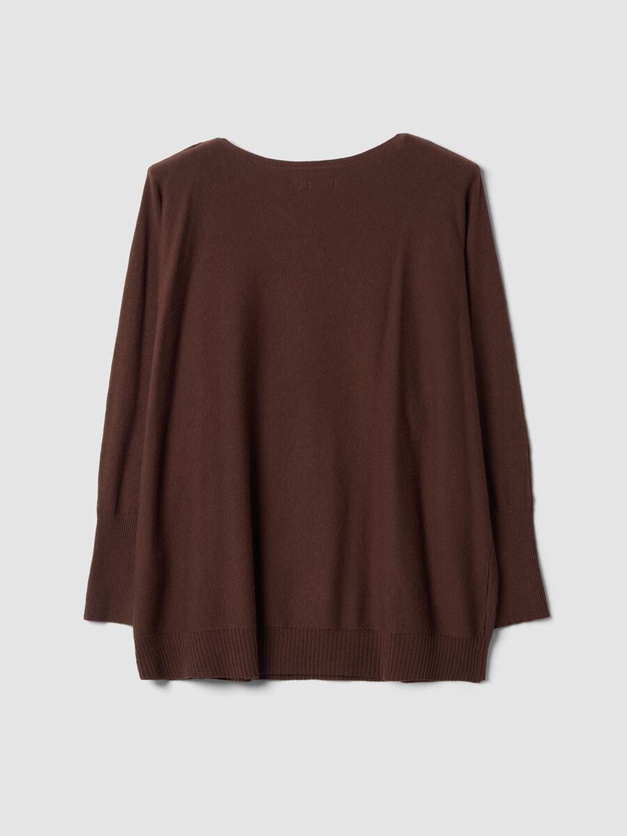 Brown viscose-blend jumper with rhinestones, regular fit_2