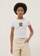 Girls&rsquo; white pure cotton slim-fit T-shirt with dog print_0