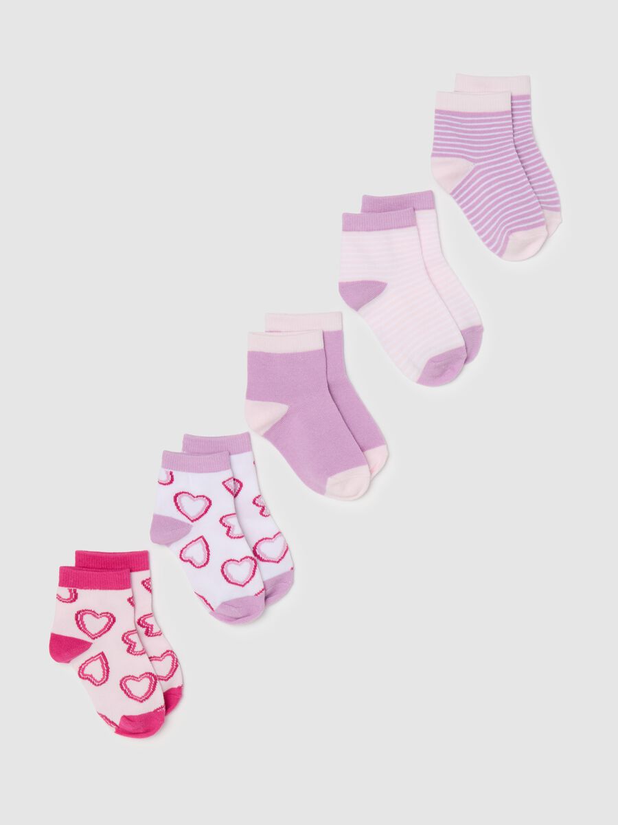 Five-pair pack stretch socks with hearts design_0