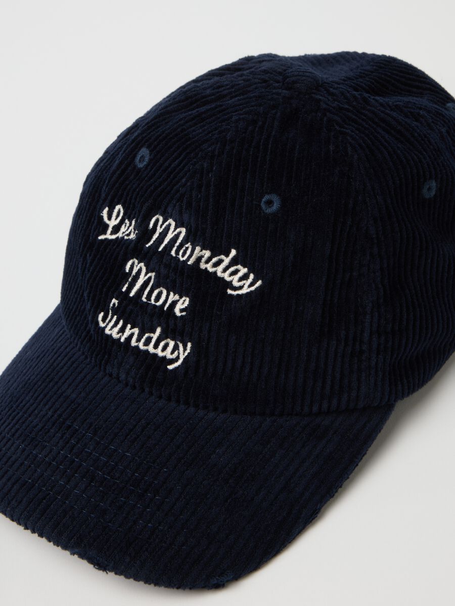 Blue Ribbed Cap in Pure Cotton_1