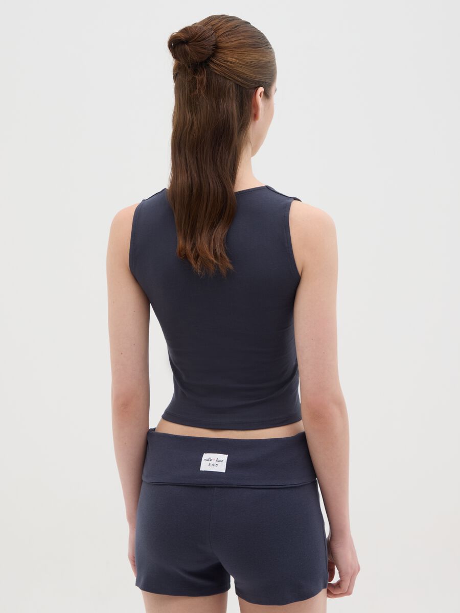 Women's blue fitted cotton tank top_3